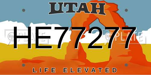 HE77277 Utah License Plate