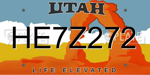 HE7Z272 Utah License Plate