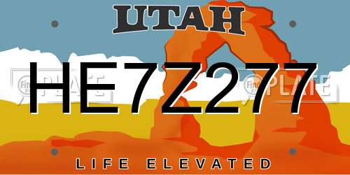 HE7Z277 Utah License Plate