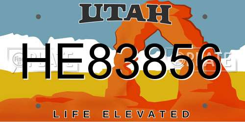 HE83856 Utah License Plate