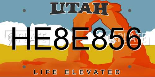 HE8E856 Utah License Plate