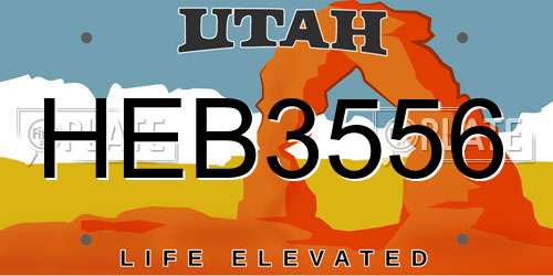HEB3556 Utah License Plate