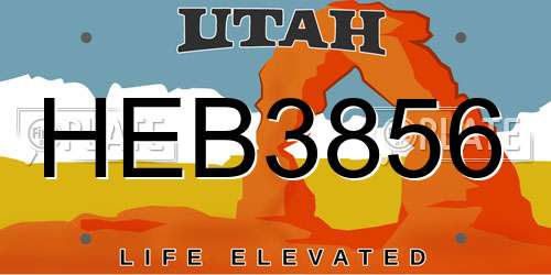 HEB3856 Utah License Plate