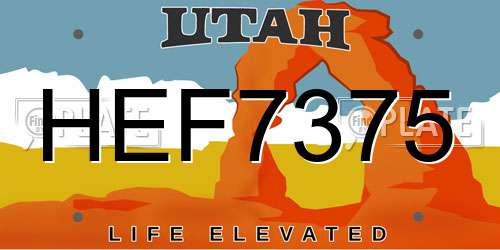 HEF7375 Utah License Plate