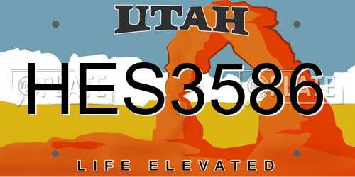 HES3586 Utah License Plate