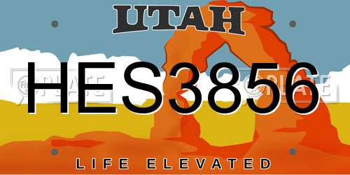 HES3856 Utah License Plate