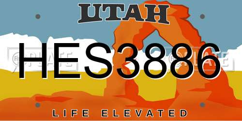 HES3886 Utah License Plate