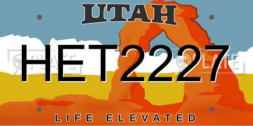 HET2227 Utah License Plate