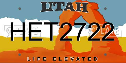 HET2722 Utah License Plate