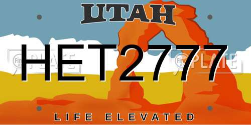 HET2777 Utah License Plate