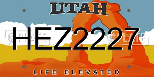 HEZ2227 Utah License Plate