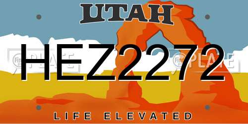 HEZ2272 Utah License Plate