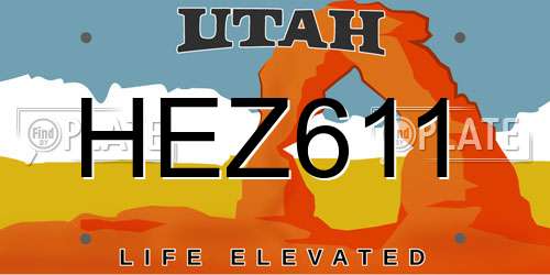 HEZ611 Utah License Plate