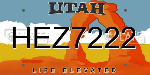 HEZ7222 Utah License Plate