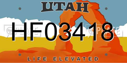 HF03418 Utah License Plate
