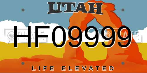 HF09999 Utah License Plate