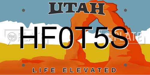 HF0T5S Utah License Plate