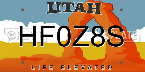 HF0Z8S Utah License Plate