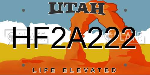 HF2A222 Utah License Plate