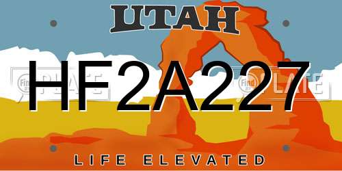HF2A227 Utah License Plate