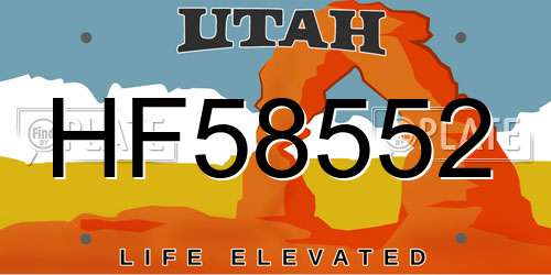 HF58552 Utah License Plate