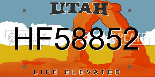 HF58852 Utah License Plate