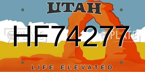 HF74277 Utah License Plate