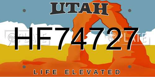 HF74727 Utah License Plate