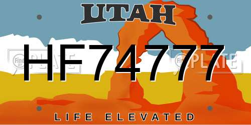 HF74777 Utah License Plate