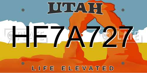 HF7A727 Utah License Plate
