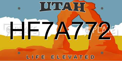 HF7A772 Utah License Plate
