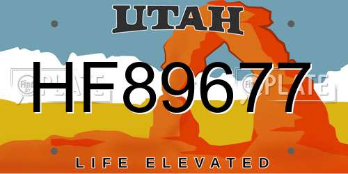 HF89677 Utah License Plate