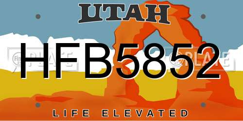 HFB5852 Utah License Plate