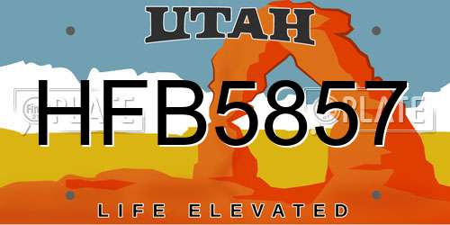 HFB5857 Utah License Plate