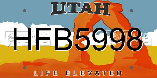 HFB5998 Utah License Plate