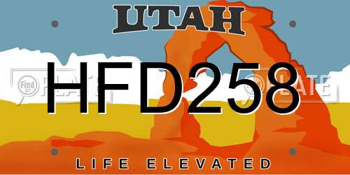 HFD258 Utah License Plate