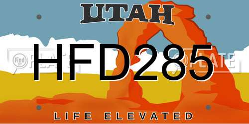 HFD285 Utah License Plate