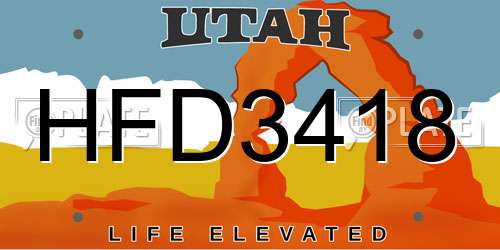 HFD3418 Utah License Plate