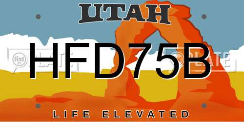 HFD75B Utah License Plate