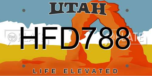 HFD788 Utah License Plate