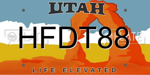HFDT88 Utah License Plate