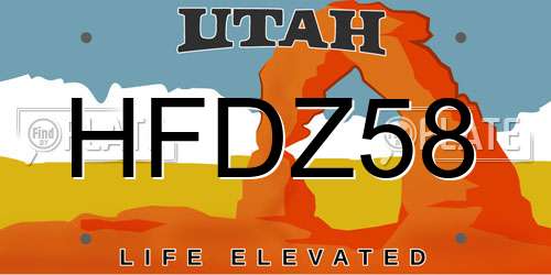 HFDZ58 Utah License Plate