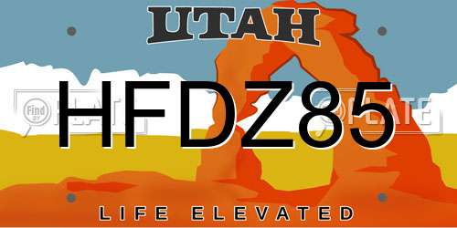 HFDZ85 Utah License Plate