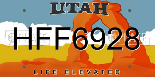 HFF6928 Utah License Plate