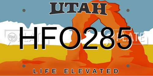 HFO285 Utah License Plate
