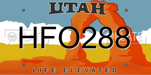 HFO288 Utah License Plate