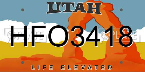HFO3418 Utah License Plate