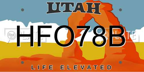 HFO78B Utah License Plate