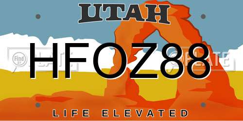 HFOZ88 Utah License Plate