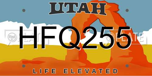 HFQ255 Utah License Plate